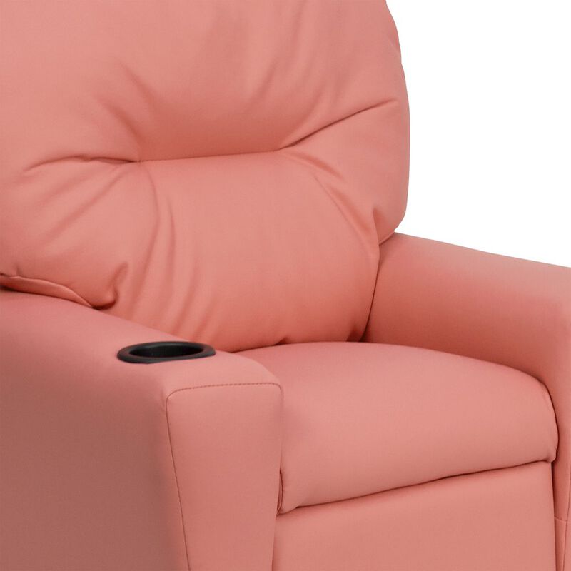 Flash Furniture Contemporary Pink Vinyl Kids Recliner with Cup Holder