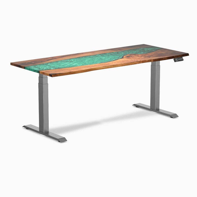 Desky Dual Resin Hardwood Sit Stand Desk image number 0