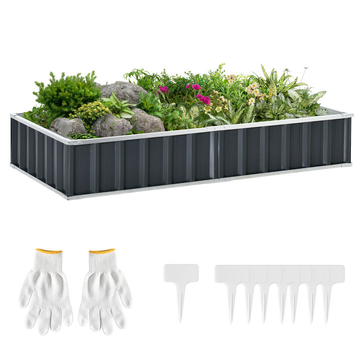 Outsunny 5.7' x 3' x 1' Raised Garden Bed, Galvanized Metal Planter Box for Vegetables Flowers Herbs, Dark Gray