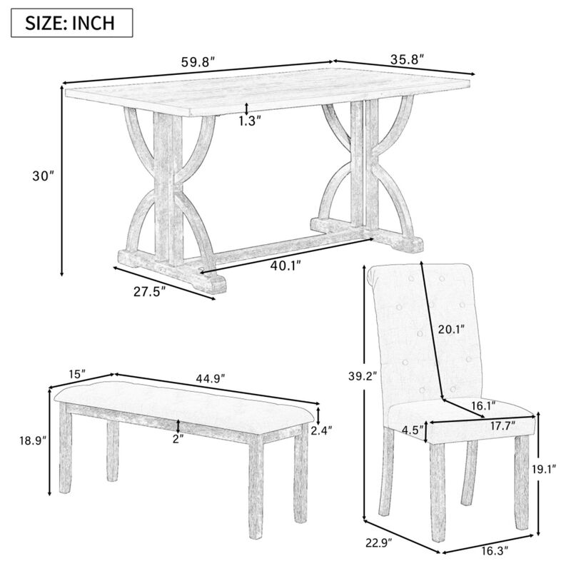 Poxtug Retro Farmhouse Rectangular Dining Set image number 9
