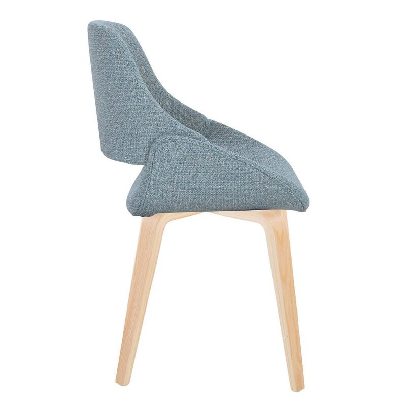 LumiSource Natural Wood, Blue Fabric Fabrico Chair - Set of 2