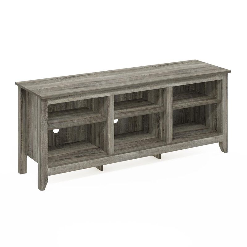 Furinno Jensen TV Entertainment Center for TV up to 65 Inch, French Oak Grey