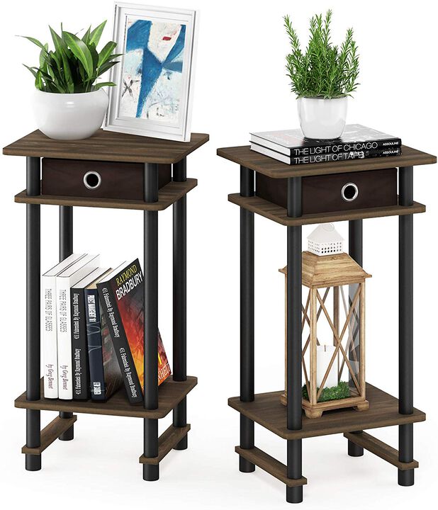 Furinno Turn-N-Tube Tall End Table, Columbia Walnut/Black/Dark Brown