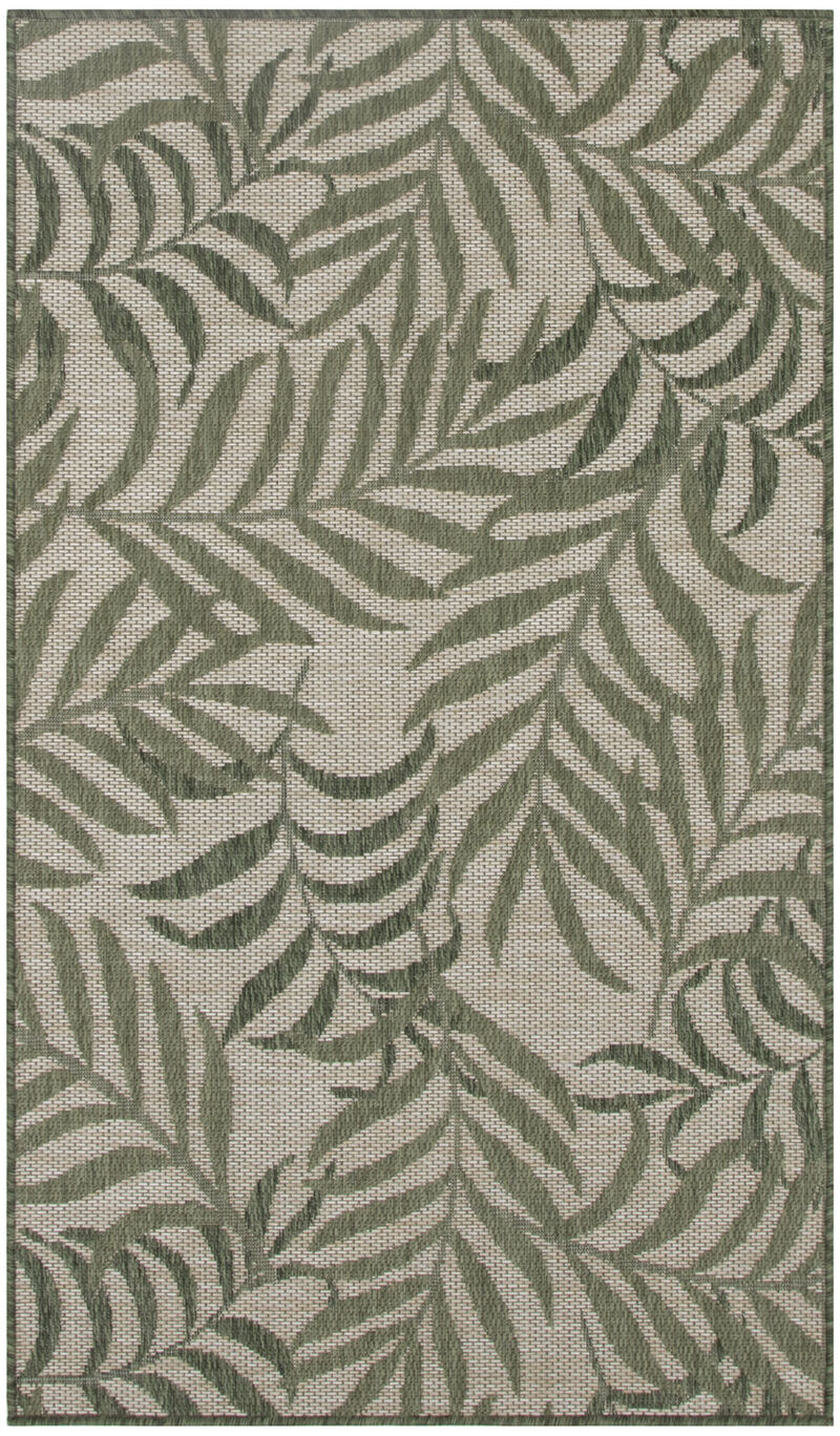 HomeRoots 3' X 5' Ivory And Green Palm Leaf Indoor Outdoor Area Rug image number 0