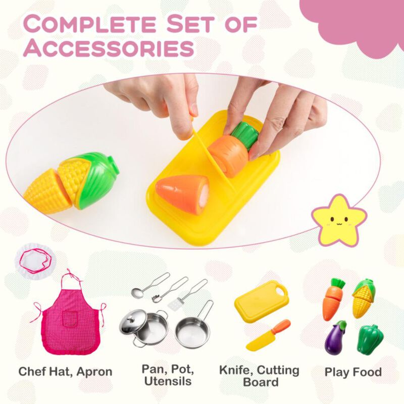 Hivvago Wooden Kitchen Playset with Ice Maker and Sounds for Ages 3+