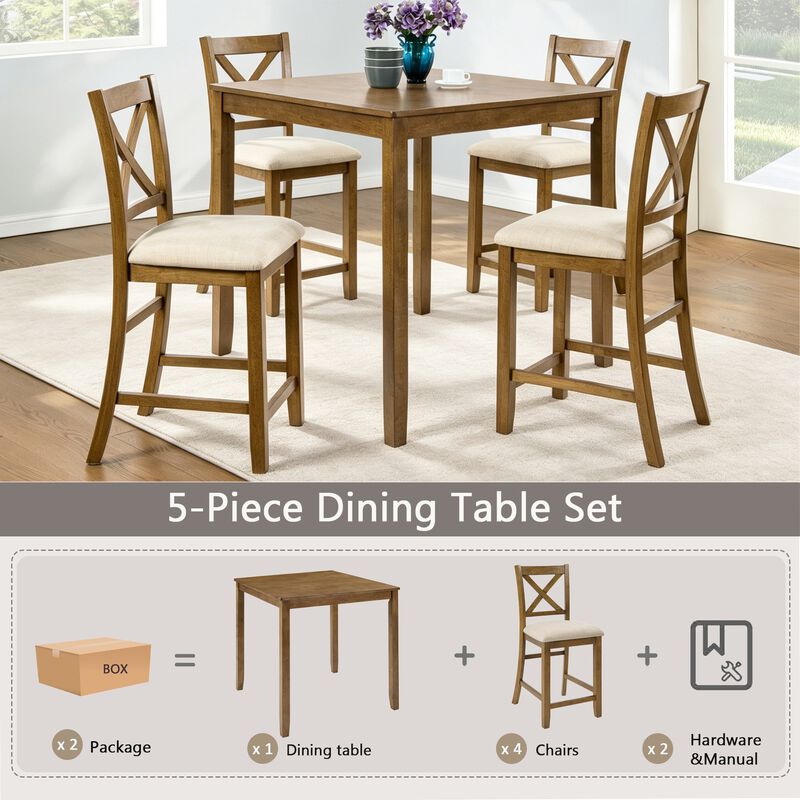 Wipnaf 5‑Piece Square Counter‑Height Dining Table Set image number 8