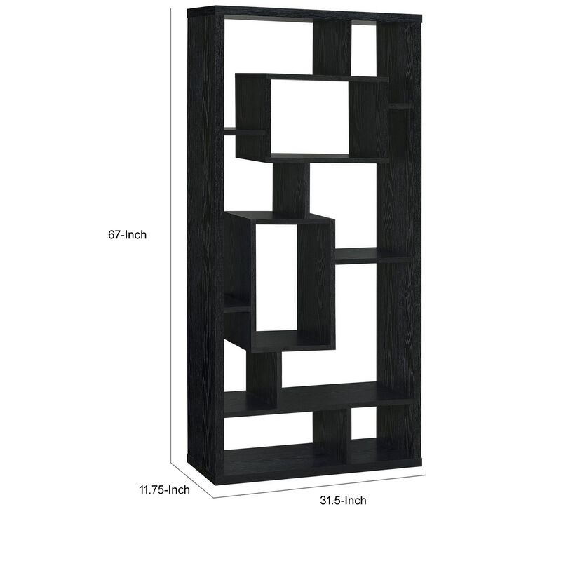 Asymmetrical Cube Black Book Case with Shelves