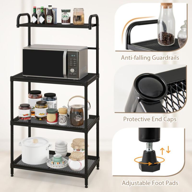 Hivvago 4-Tier Kitchen Microwave Storage Rack with Metal Shelves