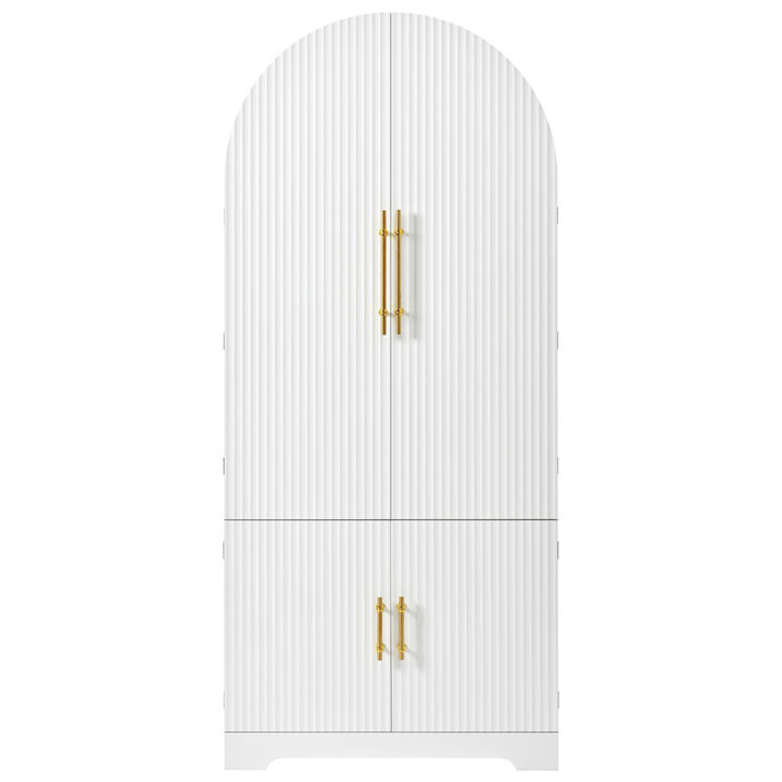 Merax Elegant Arched Fluted Storage Kitchen Cabinet