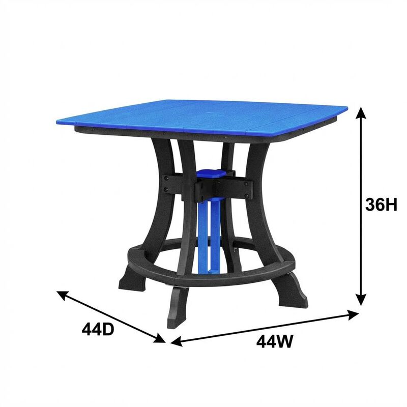 Outdoor Escape Blue Outdoor Square Dining Table, Black Base, Polyethylene Construction image number 6