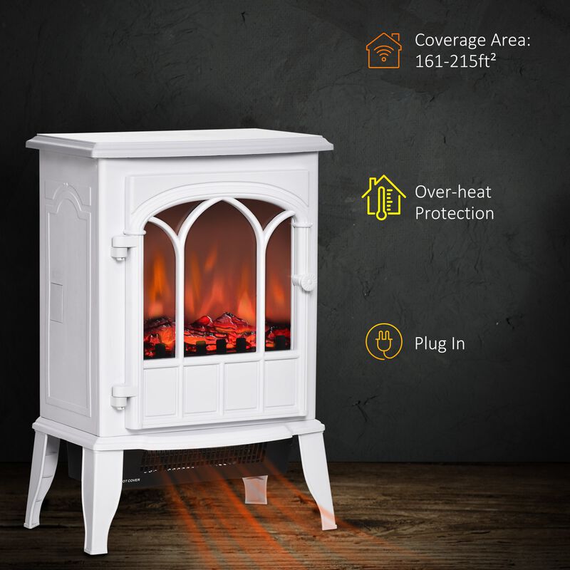 White Electric Fireplace: Freestanding with LED Flame image number 5