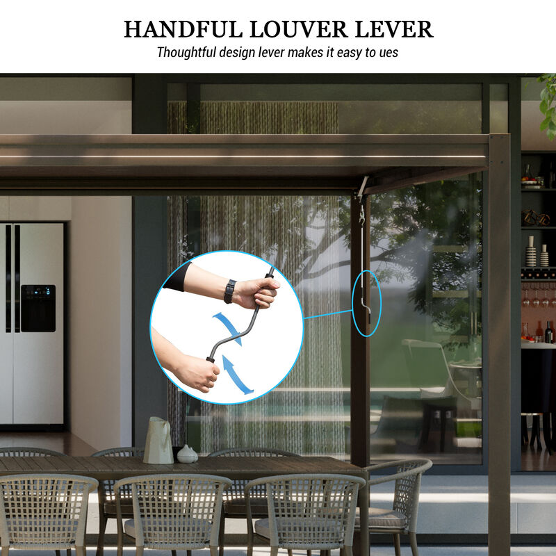 MONDAWE Outdoor Louvered Pergola 10X20FT, Aluminum Pergola with Adjustable Roof and Efficient Drainage System