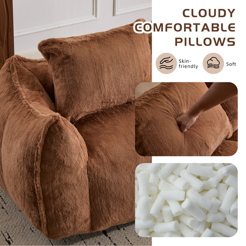 Whisen Giant Bean Bag Couch Ultra Soft Fluffy Loveseat Oversized Chase Lounge Chair with Pillows image number 5