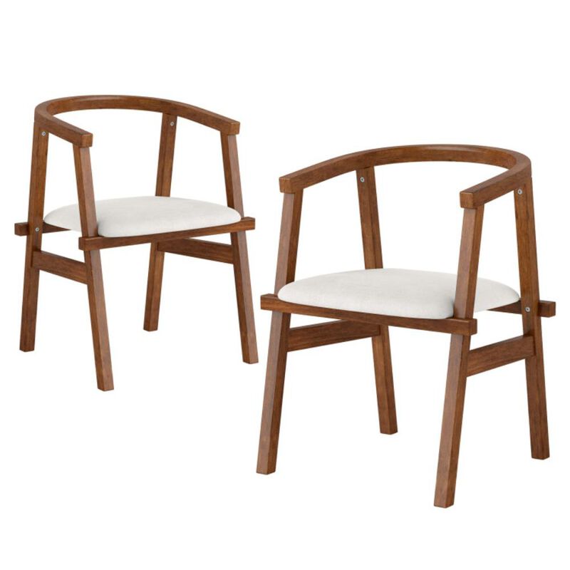 Hivvago Set of 2 Solid Rubber Wood Dining Room Chairs with Wrap-around Armrest