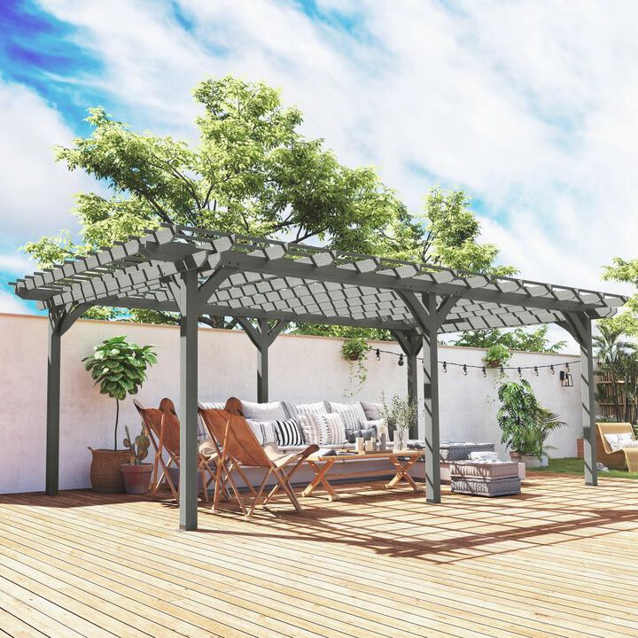 Hivvago 12x20 Outdoor Pergola with Climbing Plant Support
