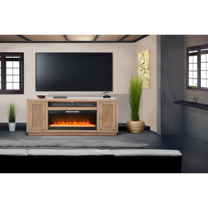 Sunny Designs 78 Cane Media Console with Electric Fireplace