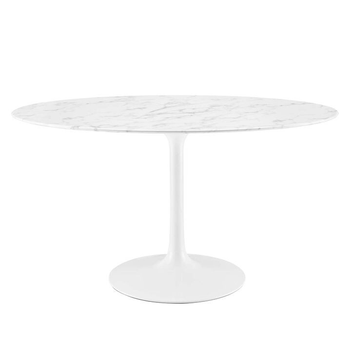Modway - Lippa 54" Oval Artificial Marble Dining Table White
