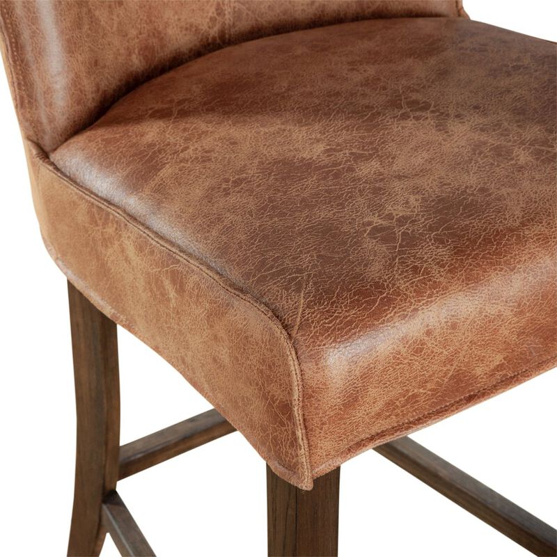 World Interiors Avery Counter Chair in Tan Leather with Matte Brown Legs image number 4