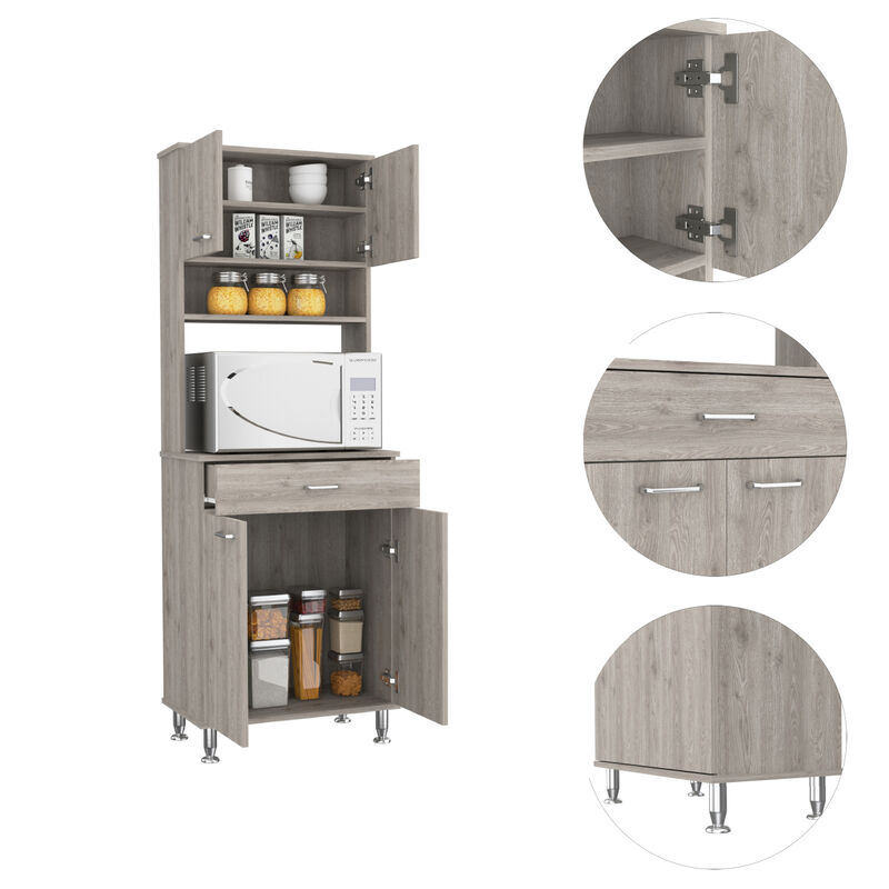 Della 60 Kitchen Pantry with Countertop, Closed & Open Storage -Light Gray image number 7