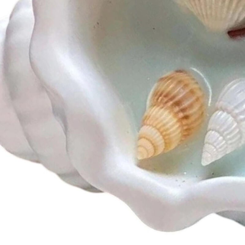 HomeRoots 6" Scented Candle In White Resin Novelty Holder With Shells image number 3