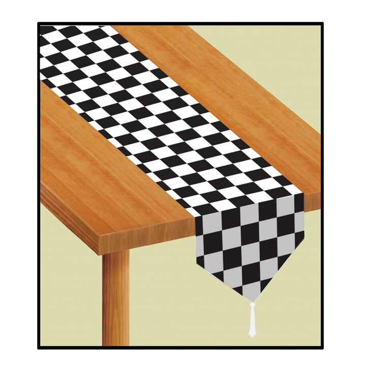 Club Pack of 12 Black and White Checkered Table Runners 11 x 72