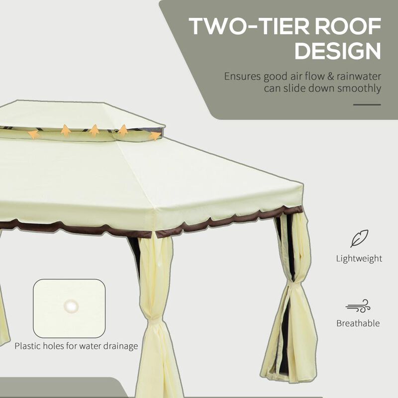 Hivvago 10x13 Outdoor Gazebo Canopy with Netting and Curtains image number 3