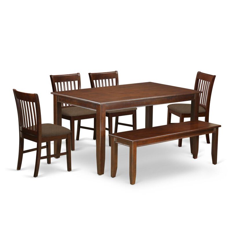 6 PC Kitchen Table with bench set-Table and 4 Kitchen Chairs and Bench