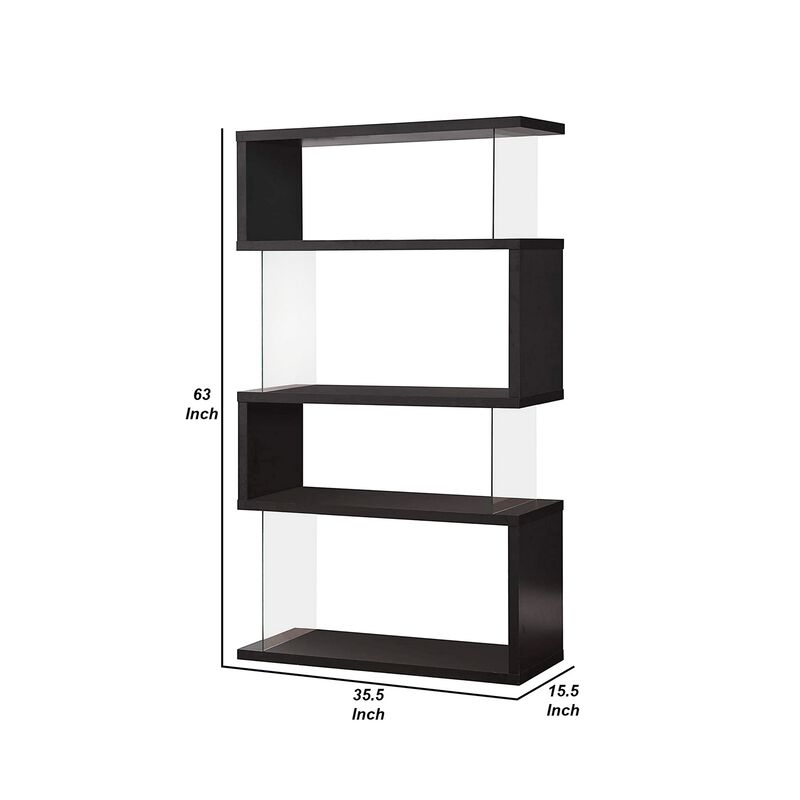 Asymmetrical Snaking Wooden Bookcase