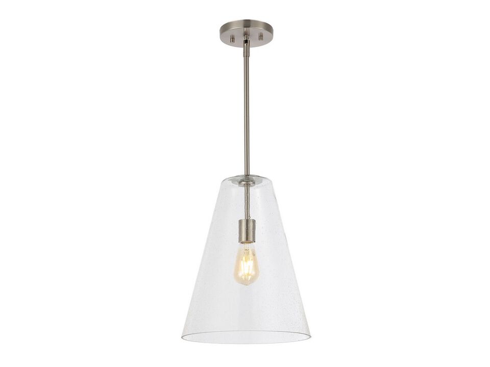 Arlo 1-Light Mid-Century Modern Iron/Seeded Glass LED Pendant