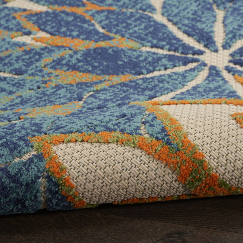 HomeRoots 5' X 8' Blue And Green Floral Indoor Outdoor Area Rug image number 3