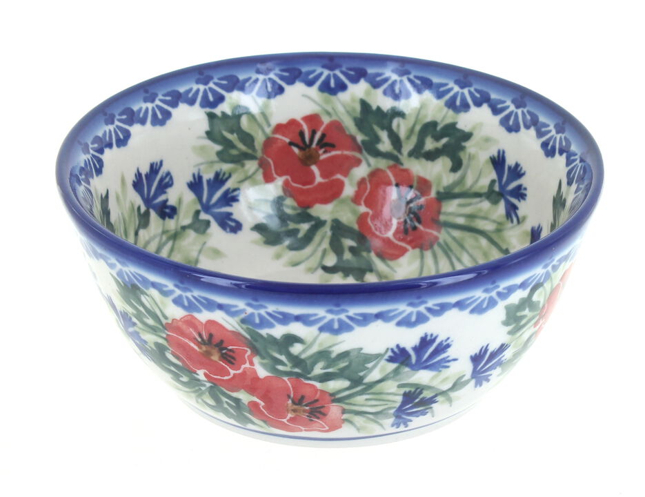 Blue Rose Polish Pottery Roses Are Red Cereal/Soup Bowl