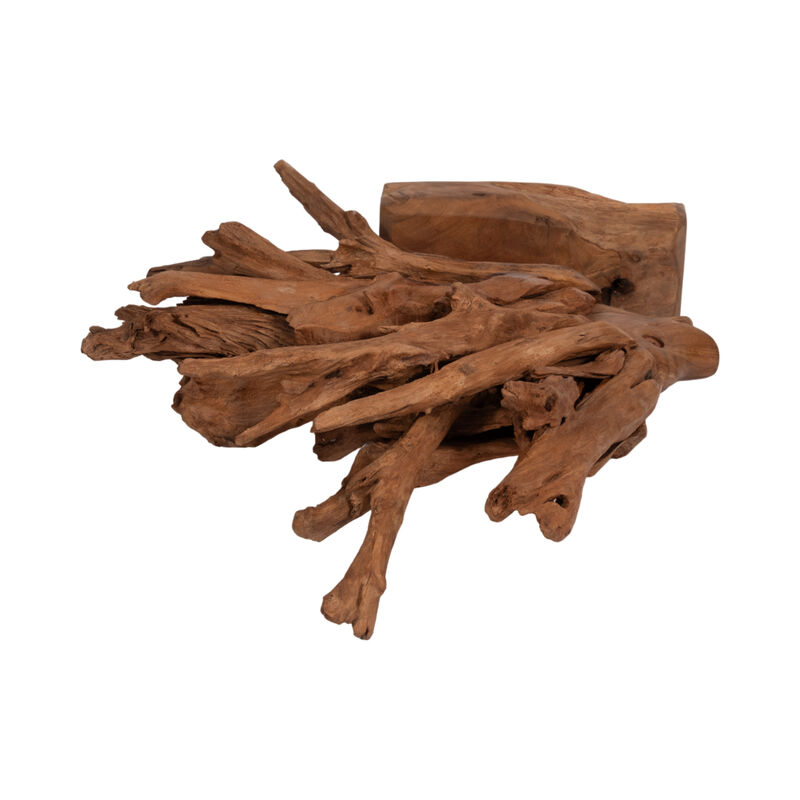30" Teak Wood Fish On Stand, Light Natural image number 5