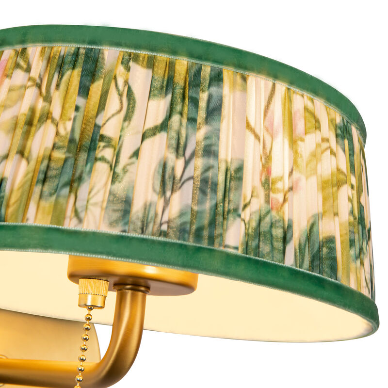 Scout 7-in Damp-Rated Wall/Vanity Light with Patterned Pleated Linen Shade image number 5