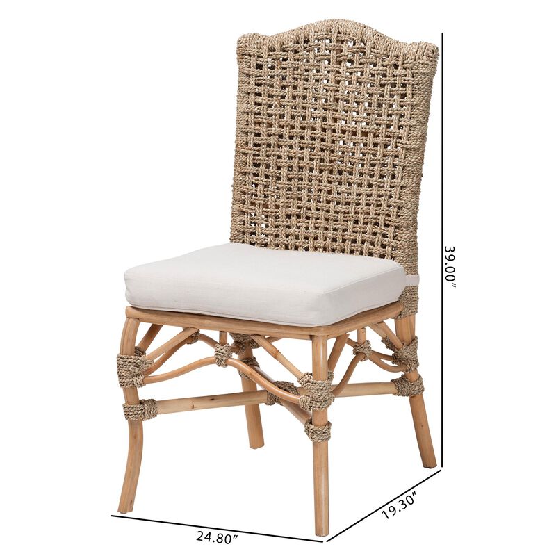 bali & pari Nitya Natural Rattan and Seagrass Camelback 2-Piece Dining Chair Set image number 7