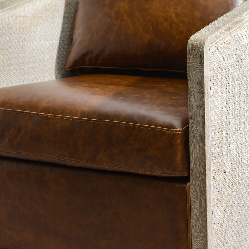 Claude Genuine Leather Swivel Cane Chair image number 7