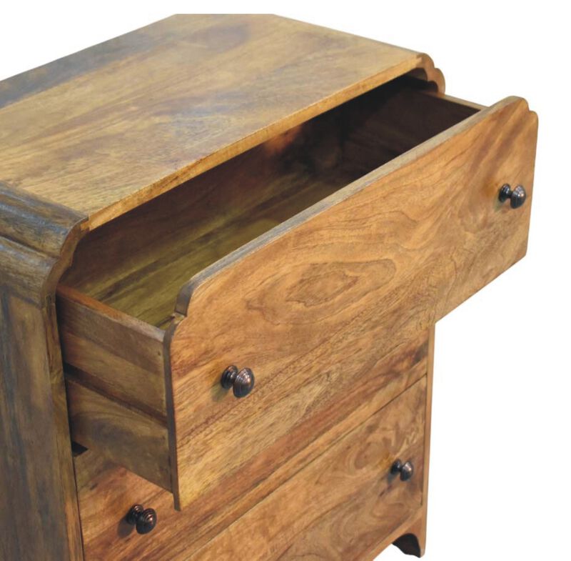 Artisan Furniture Solid Wood Scalloped Edge Chest, 3 Drawers, Brown image number 5