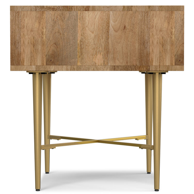 Fallon SOLID MANGO WOOD 20 inch Wide Square Contemporary End Table with Drawer in Natural