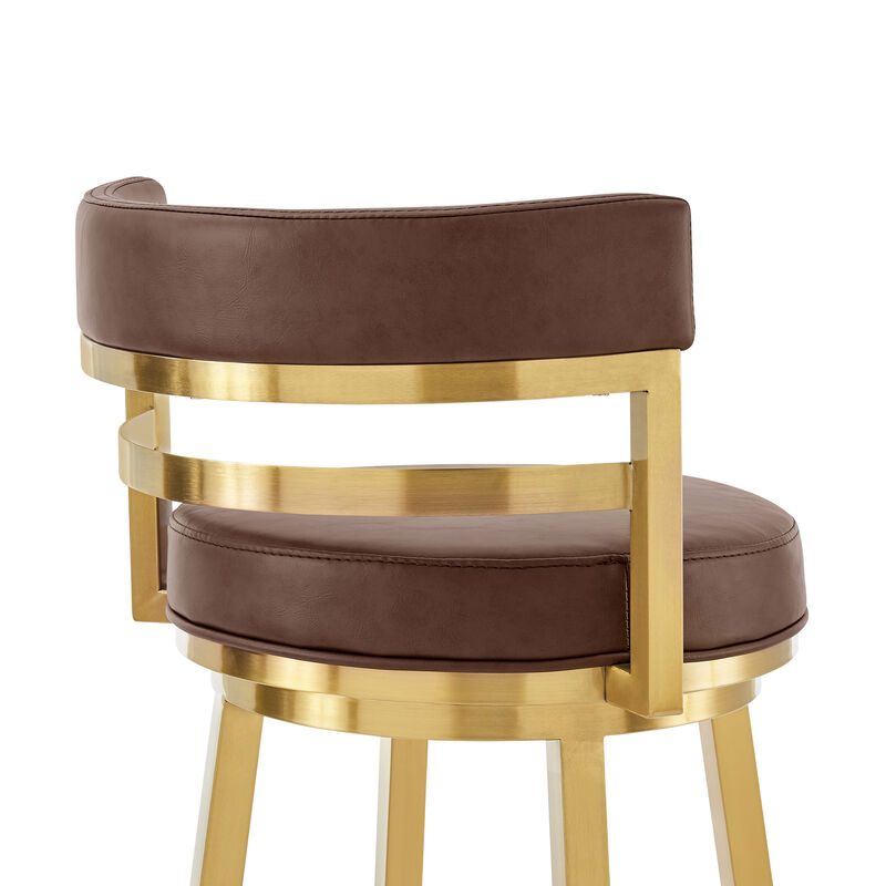 Madrid Swivel Counter or Bar Stool in Metal and Faux Leather