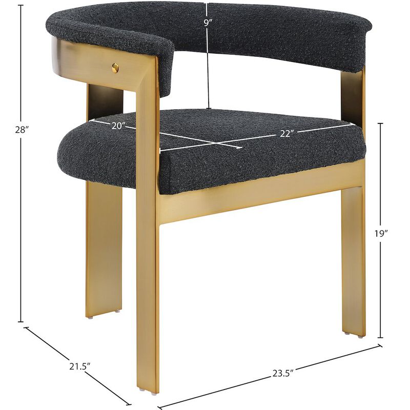 Meridian Furniture Romeo Black Boucle Fabric Dining Chair, Set of 2