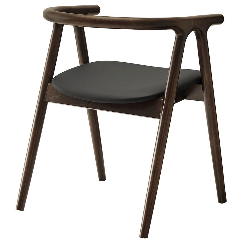 Modway Henry Solid Wood Curved Back Dining Chair in Black &ndash; Single Wood Dining Chair with Faux Leather Upholstered Seat &ndash; Modern Dining Room Armchair or Accent Chair image number 4