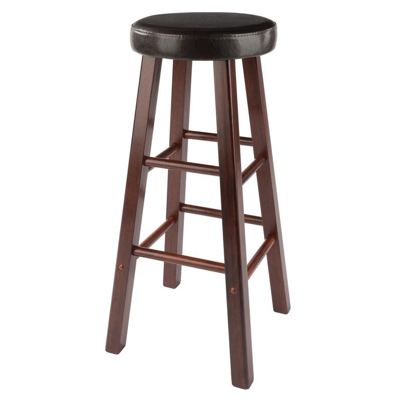 Maria Cushioned Bar Stool, 2-Pc Set, Espresso & Walnut