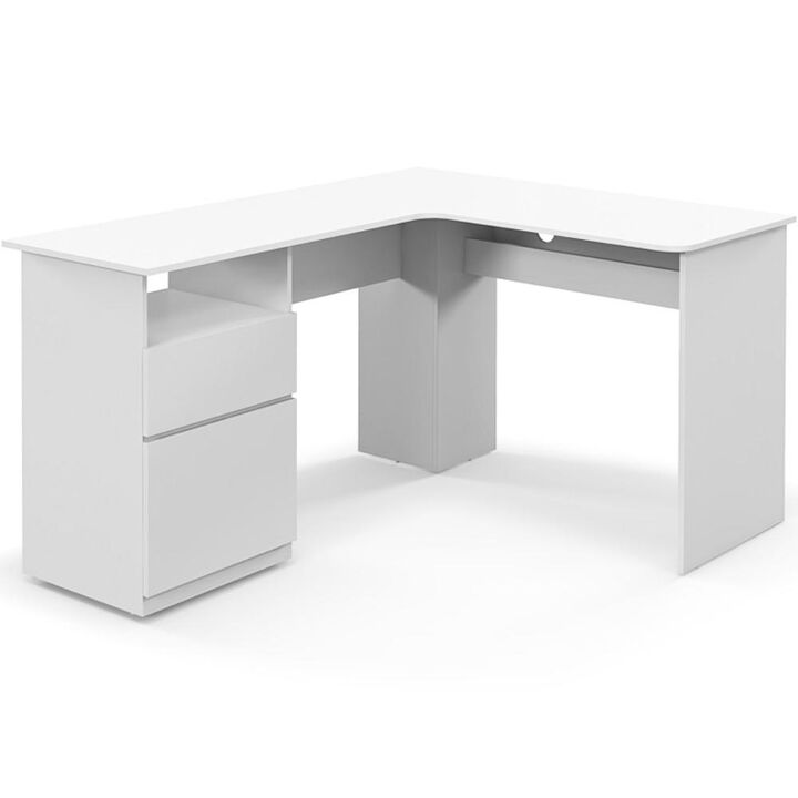 Hivvago L-Shaped Computer Desk with Letter File Drawer