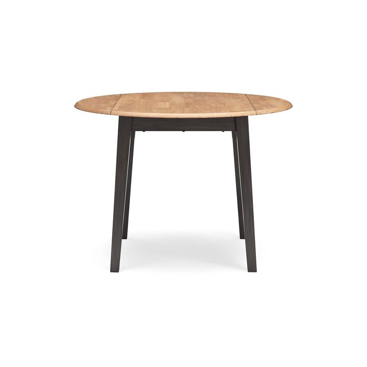 Gasy Dining Table, Extendable 26-42 Inch, Dark Brown Wood, 2 Leaves