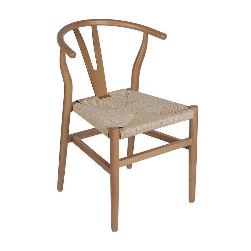 Flash Furniture Y-Back Style Wood and Kraft Paper Stackable Dining Chair with Oak/Natural Finish image number 0