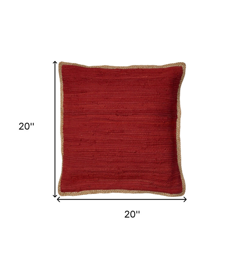 HomeRoots Set of Two 20" Red Cotton And Jute Throw Pillows with Texture image number 4