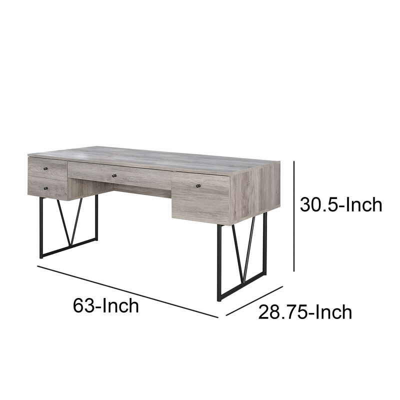 Chic Atelier Writing Desk 4 Drawer, Driftwood Gray image number 5