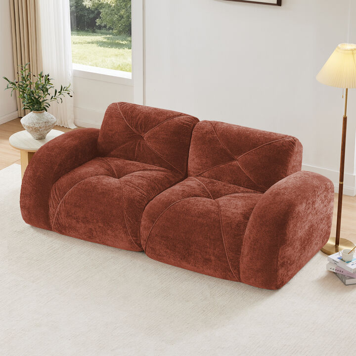 Merax 2-Seater Tufted Sofa Couches with boneless Loveseats Soft Velvet Fabric