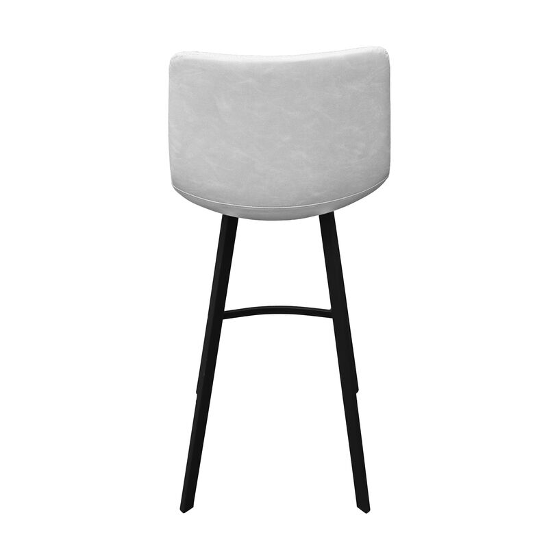 LeisureMod Elland Modern Upholstered Leather Bar Stool With Iron Legs & Footrest Set of 2