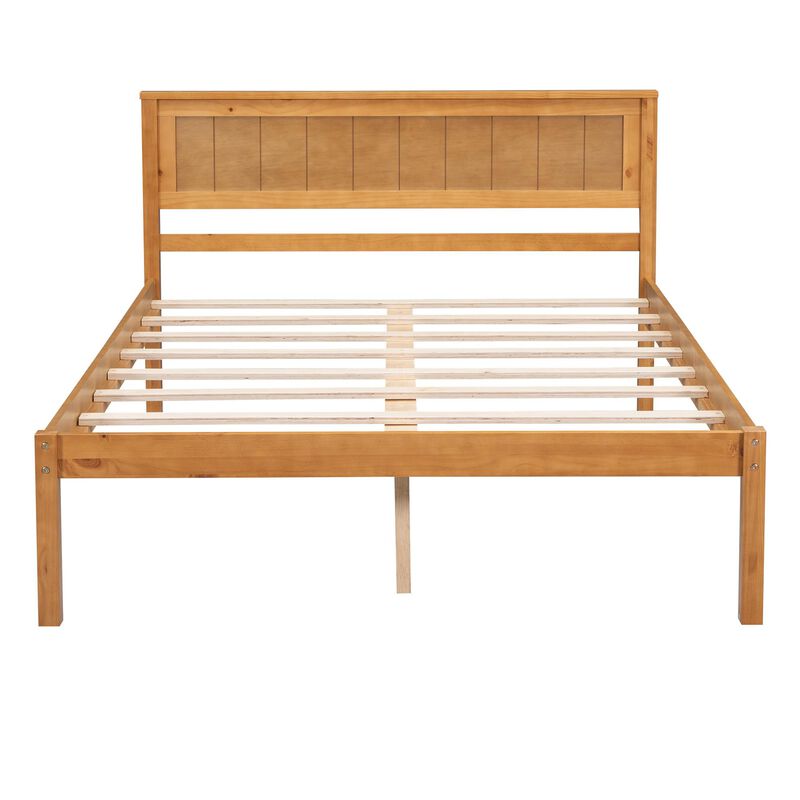 Platform Bed Frame with Headboard, Slatted Support System, No Box Spring Needed