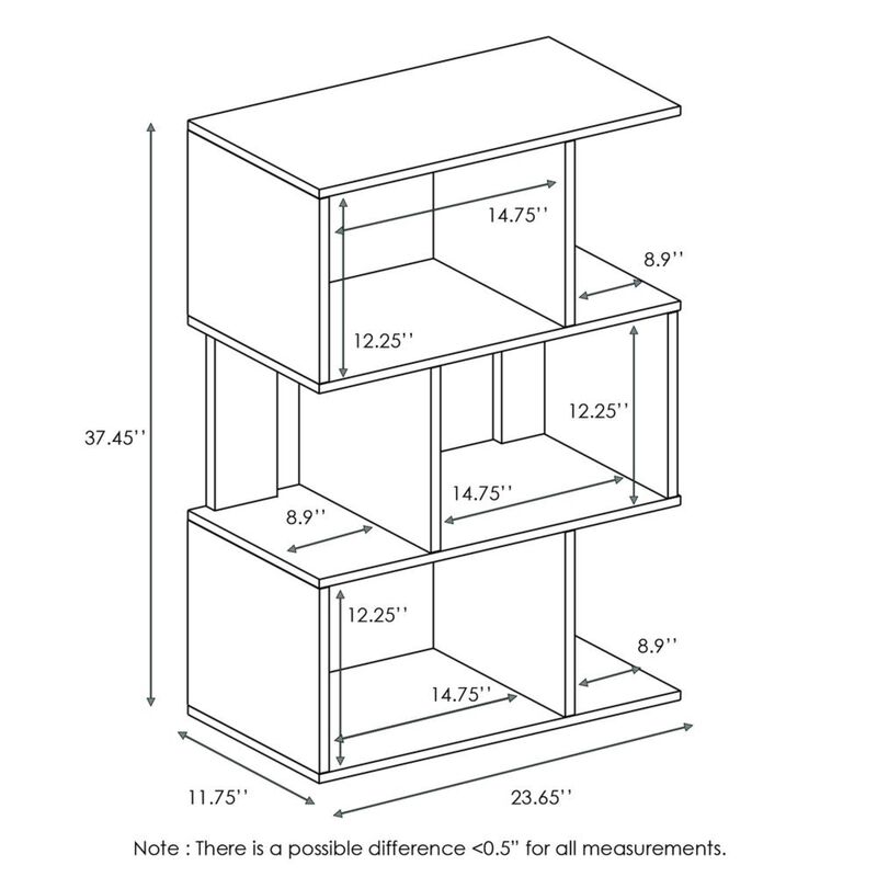 FURINNO Simply Modern 3-Tier Open Book Shelf